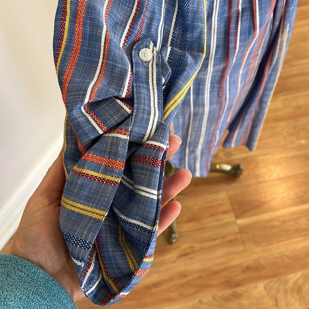 NEW! Finley blue multi color stripe shirt dress size XS - Picture 7 of 10